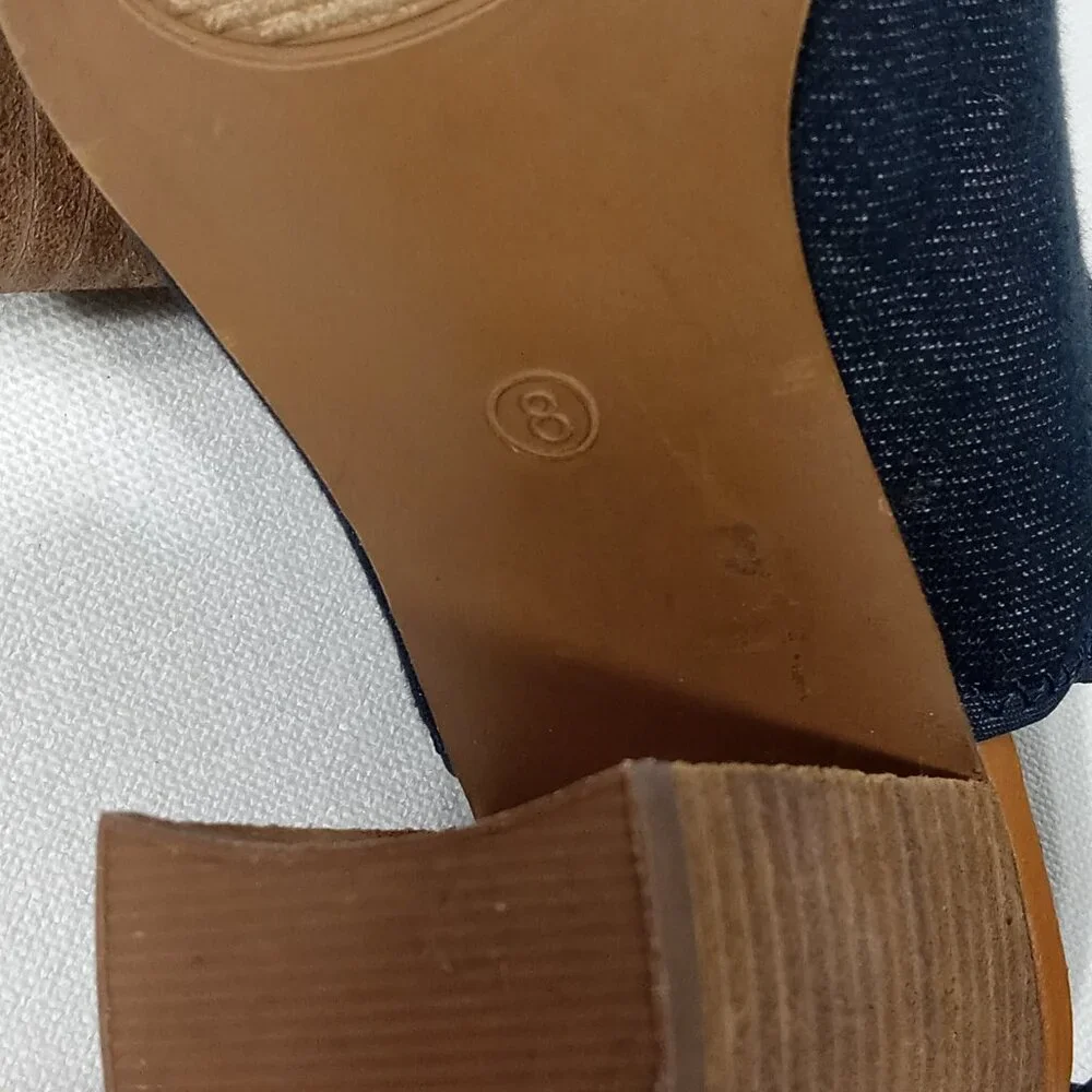 CATO Navy Blue Jean Denim Look Open-Toe Sandals Womens Size 8 - Picture 15 of 16
